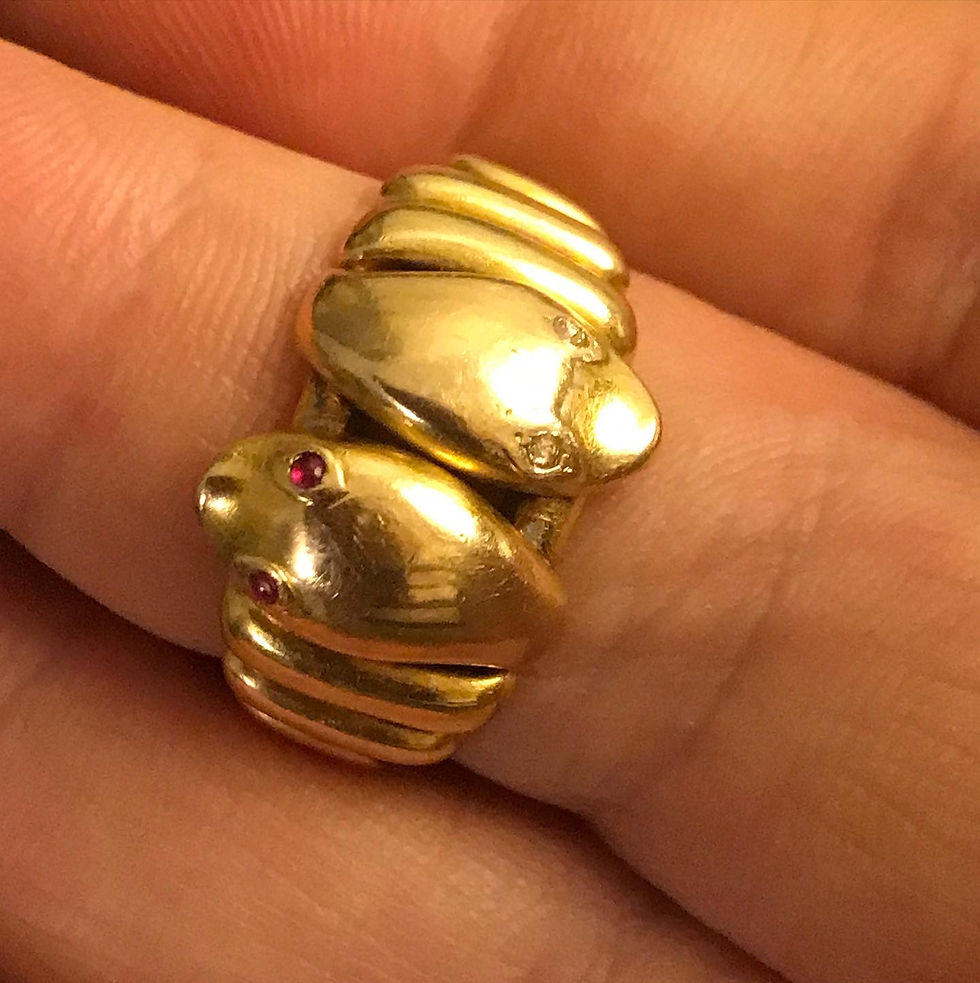 Thumbnail: Chunky Victorian 18 Carat Double Snake Ring