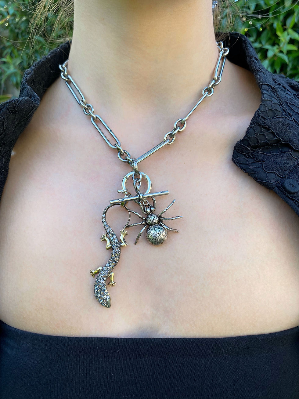 Thumbnail: Antique Diamond Lizard Pendant 