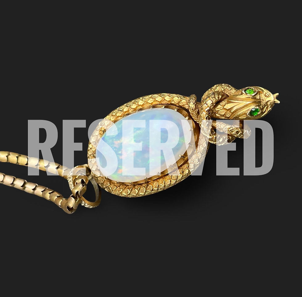 Thumbnail: 1 of 3 Antique 18 Carat Gold Opal Snake Pendant 