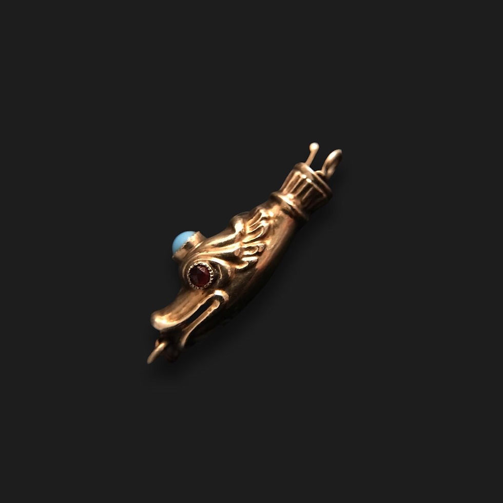 Thumbnail: Victorian Snake Clasp With Turq and Garnet
