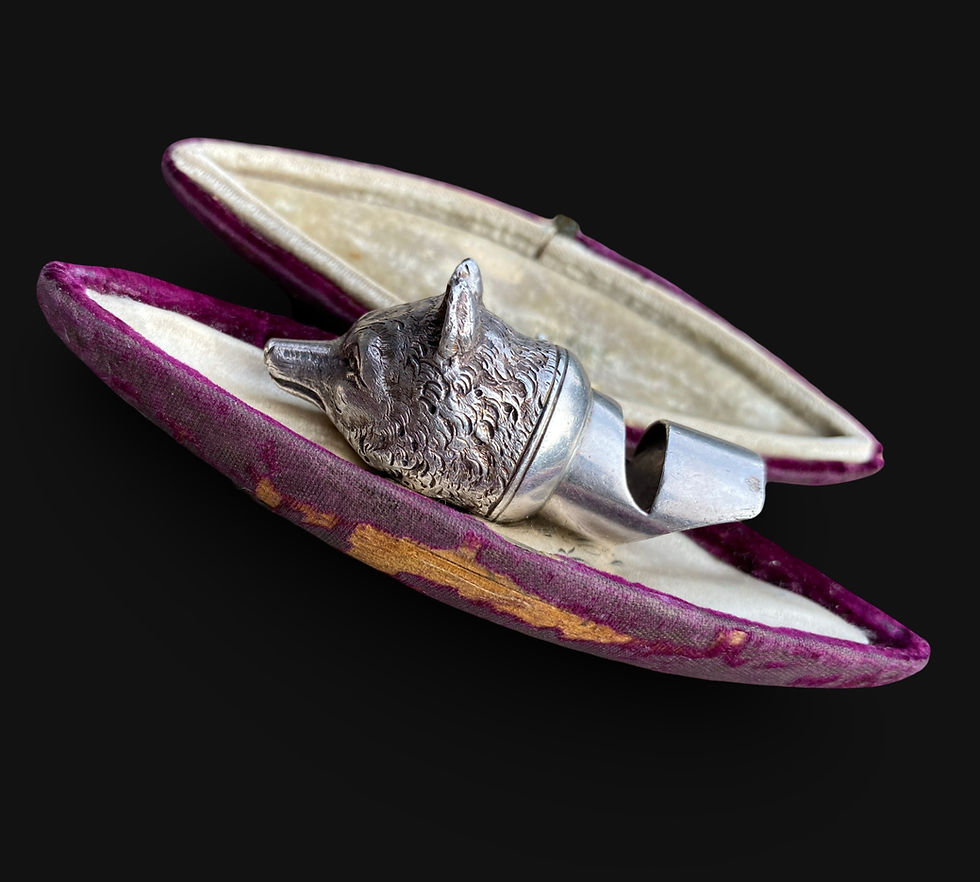 Thumbnail: Rare Large Victorian Silver Fox Head Whistle
