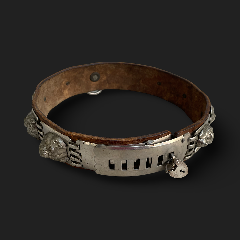 Thumbnail: Rare Antique French Dog Head Collar