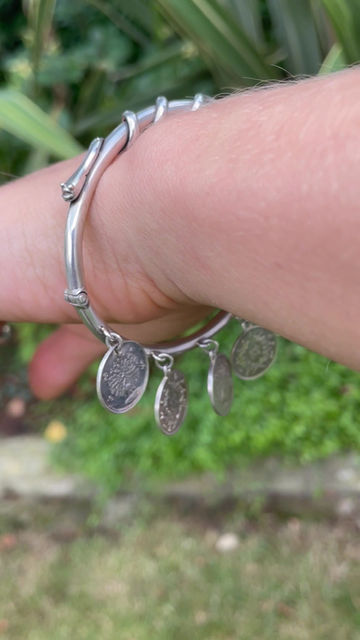 Thumbnail: Victorian Silver Snake And Charm Bracelet 