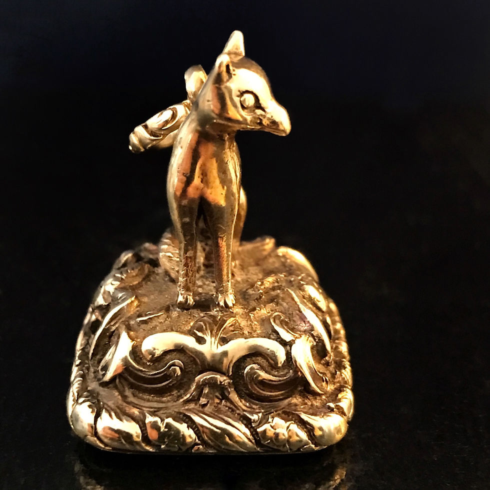 Thumbnail: Adorable Victorian Fox Fob With Carnelian Seal 