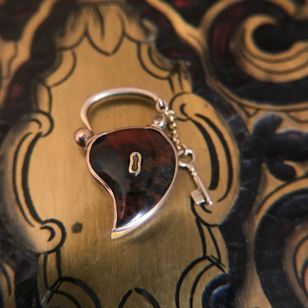 Thumbnail: Tiny Agate Witches Heart Charm With Key