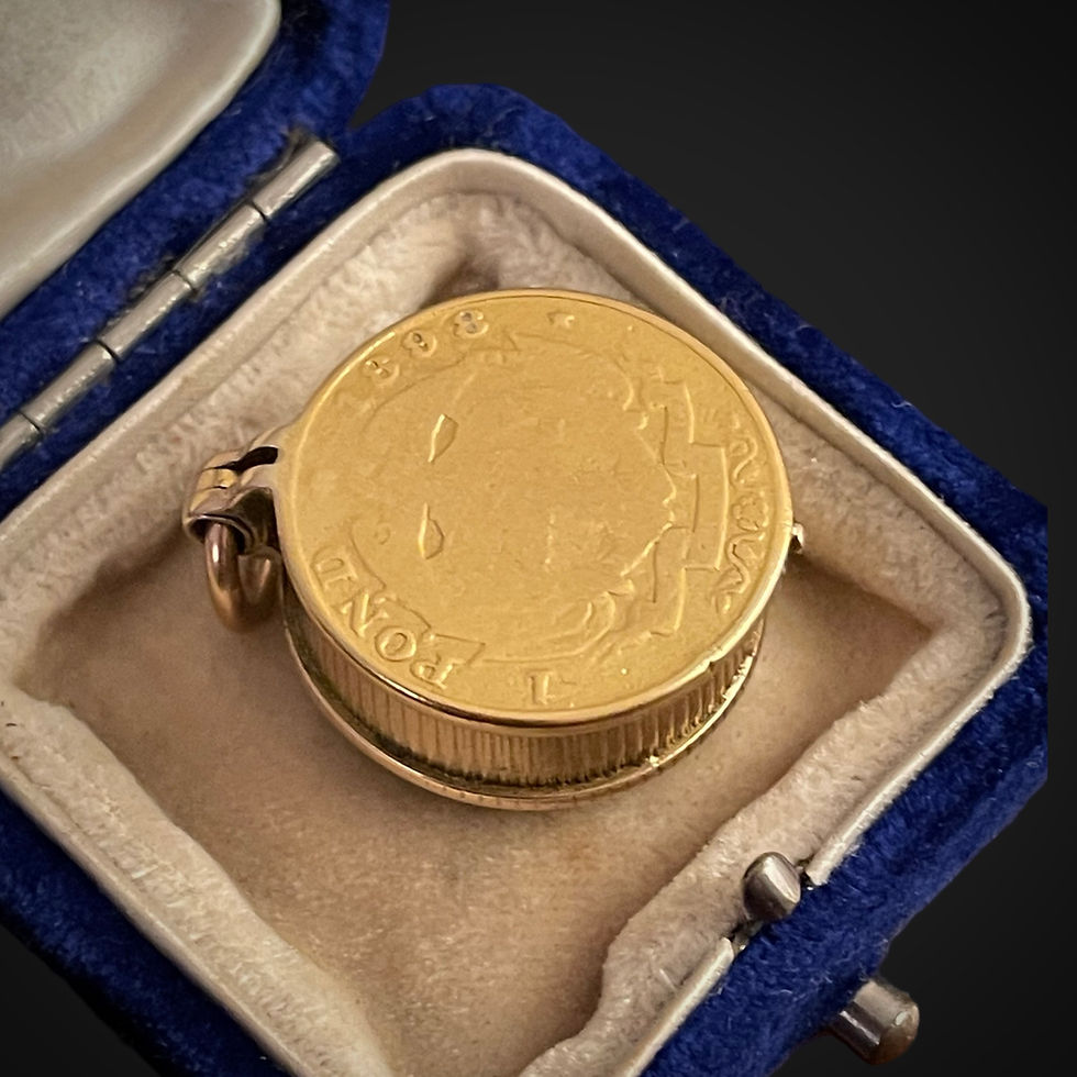 Thumbnail: Antique Gold Compass With Sovereign Hinged Top