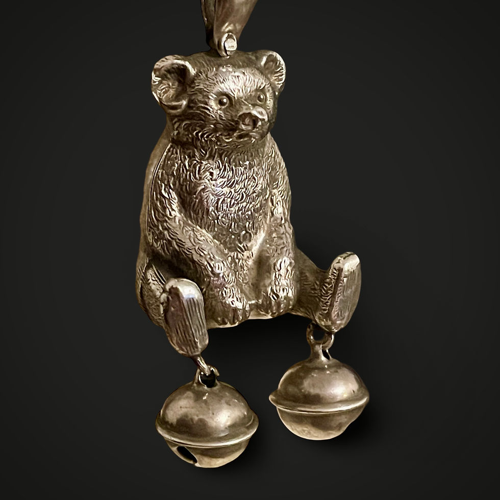 Thumbnail: Edwardian Silver Teddy Pendant With Bells