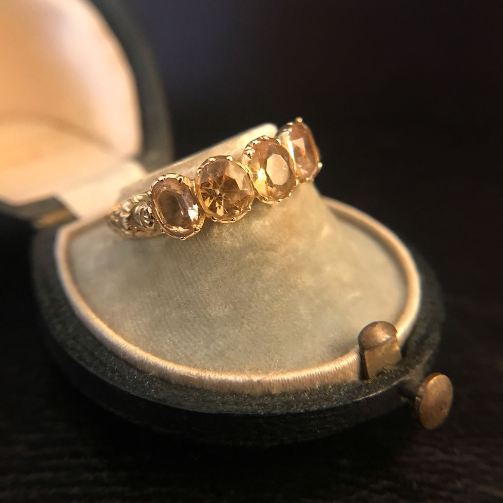 Thumbnail: Early Victorian Topaz Five Stone Ring