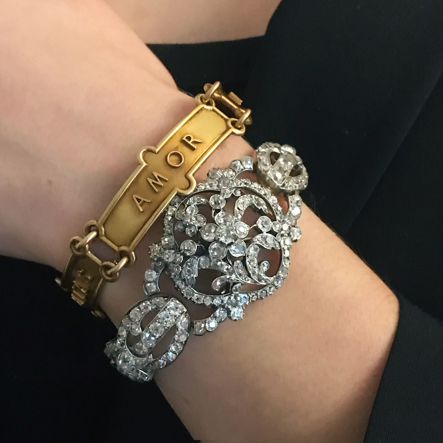 Victorian Old Cut Diamond Bracelet With Pendant Option