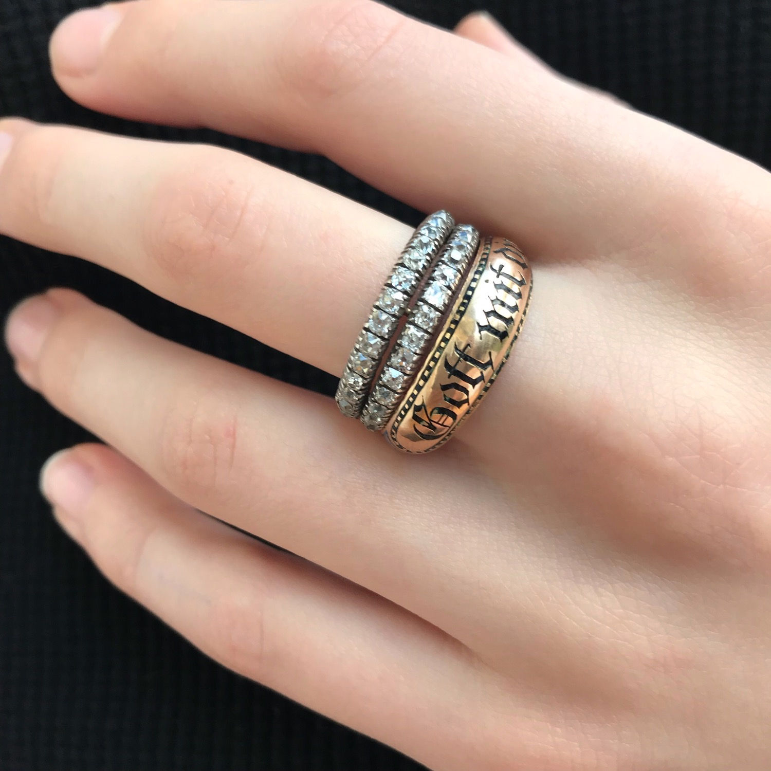 Georgian Diamond  Two Row Half Hoop 