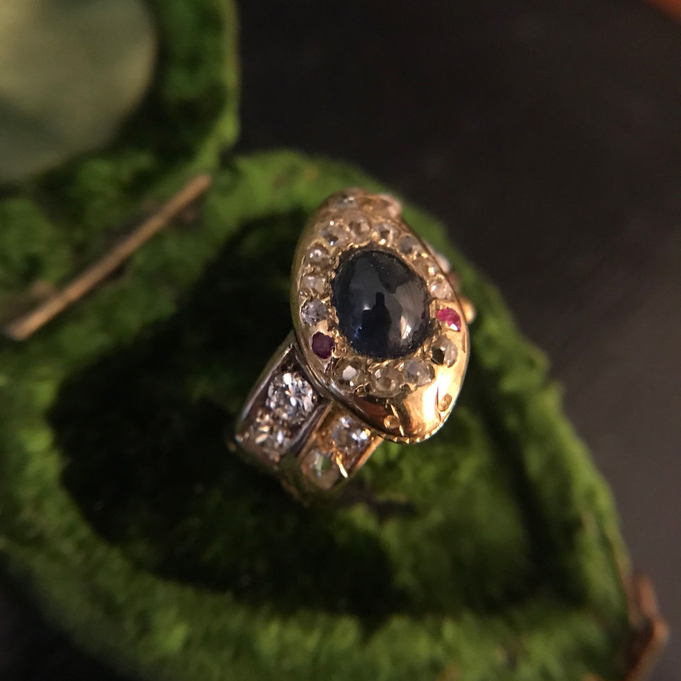 Thumbnail: Chunky Star Sapphire And Diamond Snake Ring 
