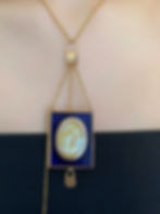 Thumbnail: Antique French Blue Glass Locket With Micro Carving
