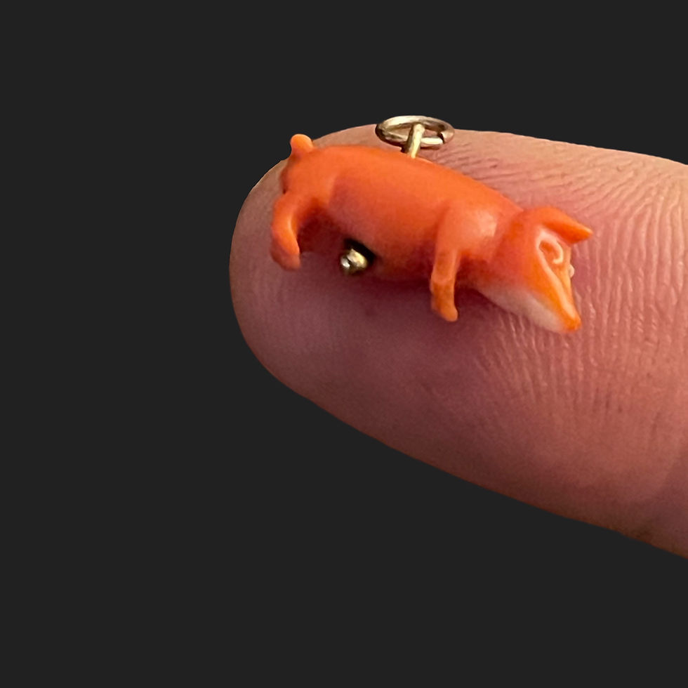 Thumbnail: Tiny Victorian Coral Pig Charm 