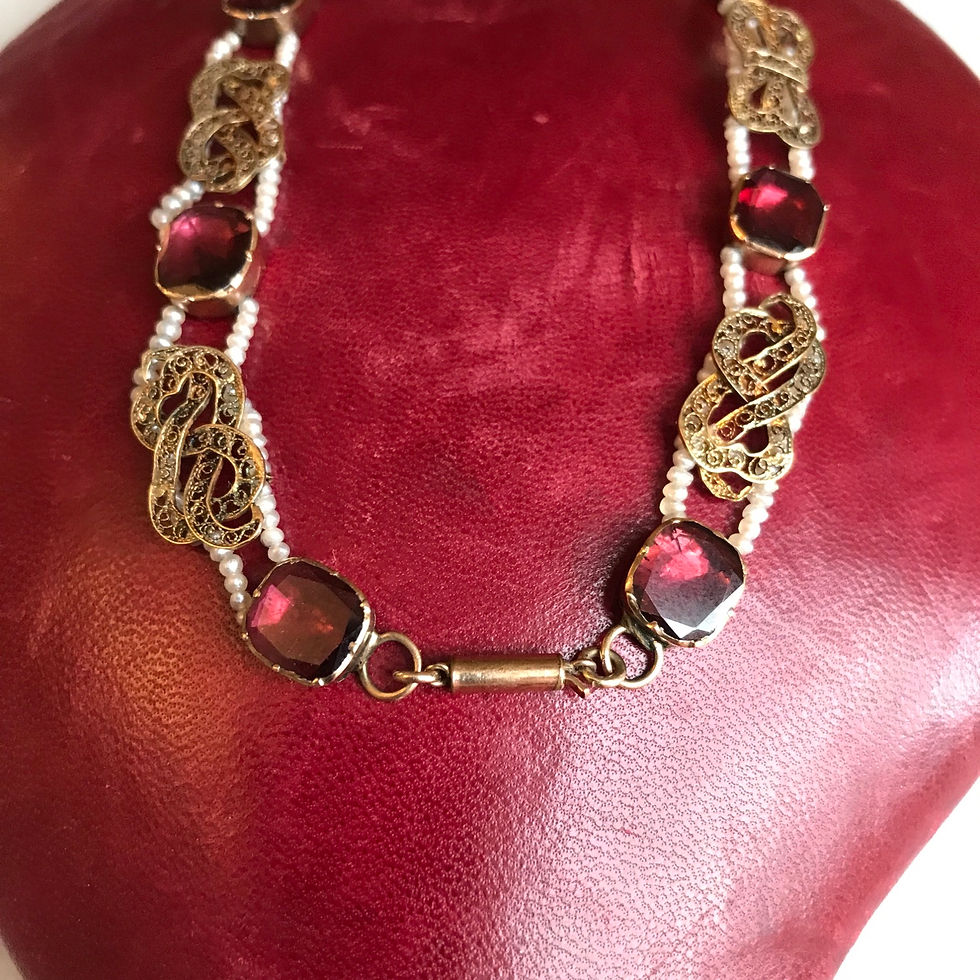 Thumbnail: A Regency Garnet And Seed Pearl Necklace