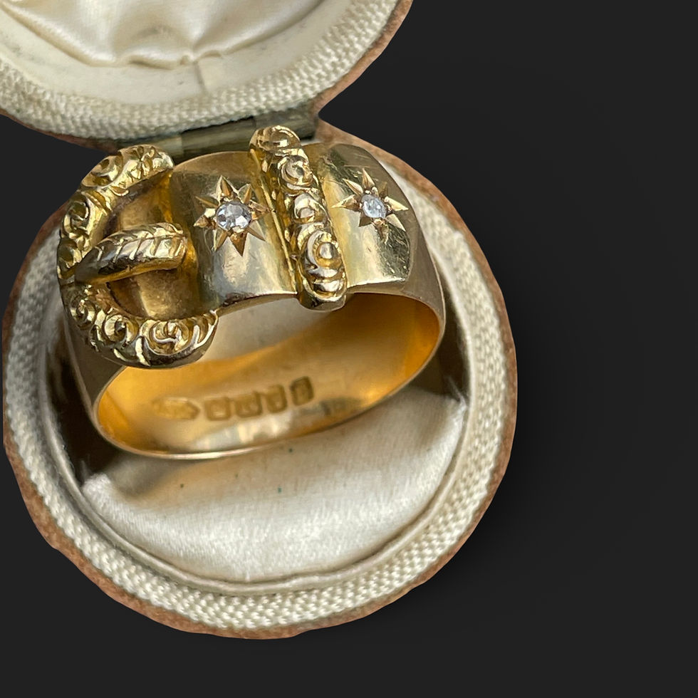 Thumbnail: Antique 18 Carat Gold And Diamond Buckle Ring