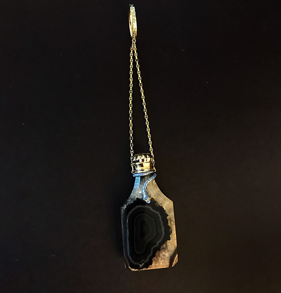 Thumbnail: Rare 19th Century Blue John Scent Bottle With Serpent