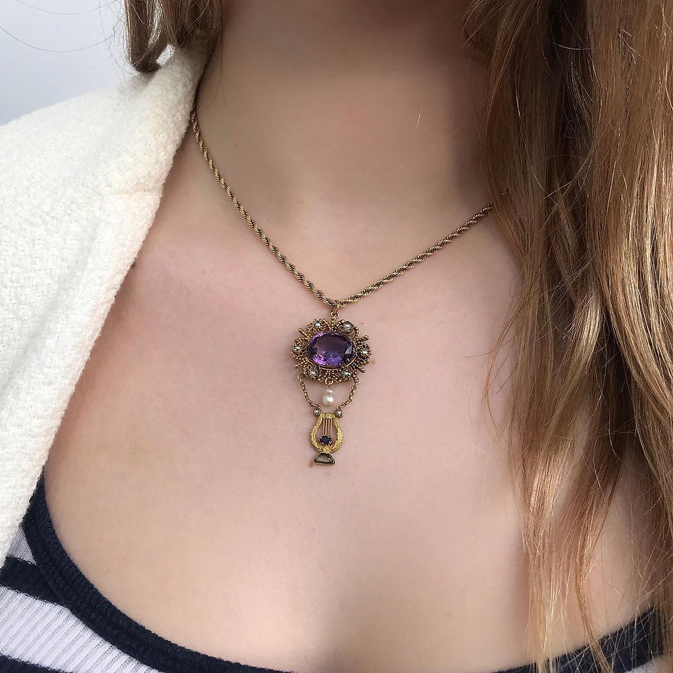 Thumbnail: Regency Amethyst Lyre Pendant 