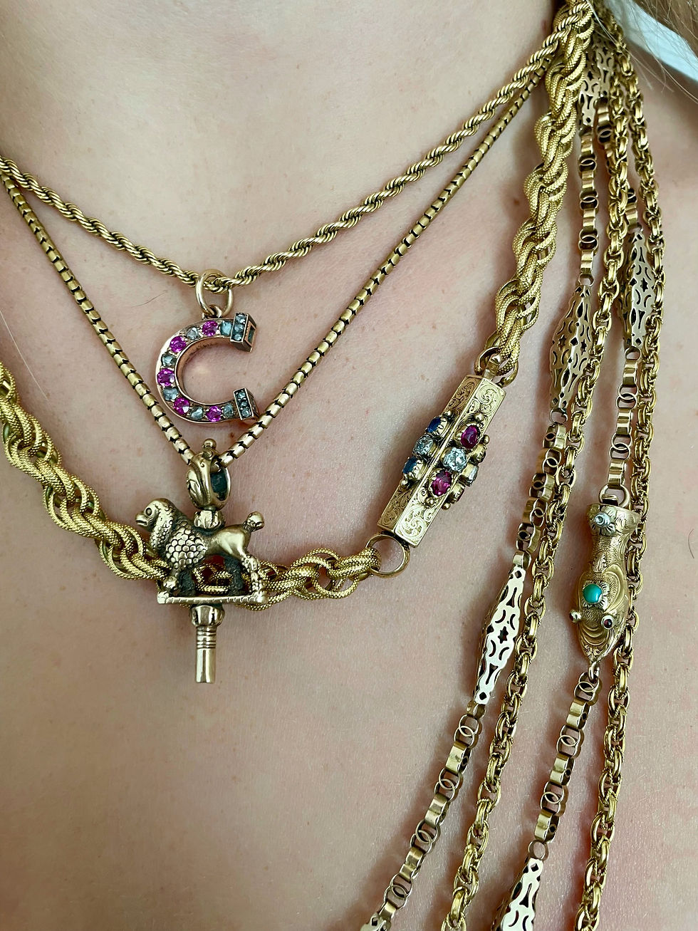 Thumbnail: Antique Letter C Charm 