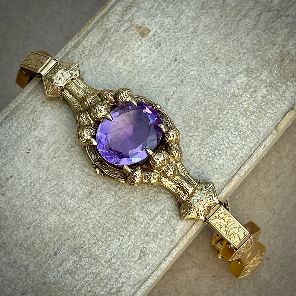 Thumbnail: Stunning Victorian Amethyst Lion Paw Bracelet