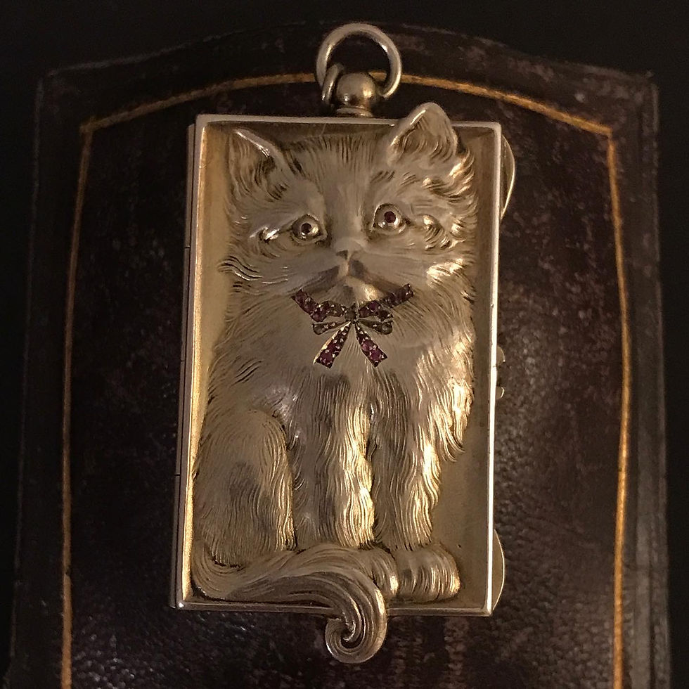 Thumbnail: Antique Silver Gilt Kitten Locket 