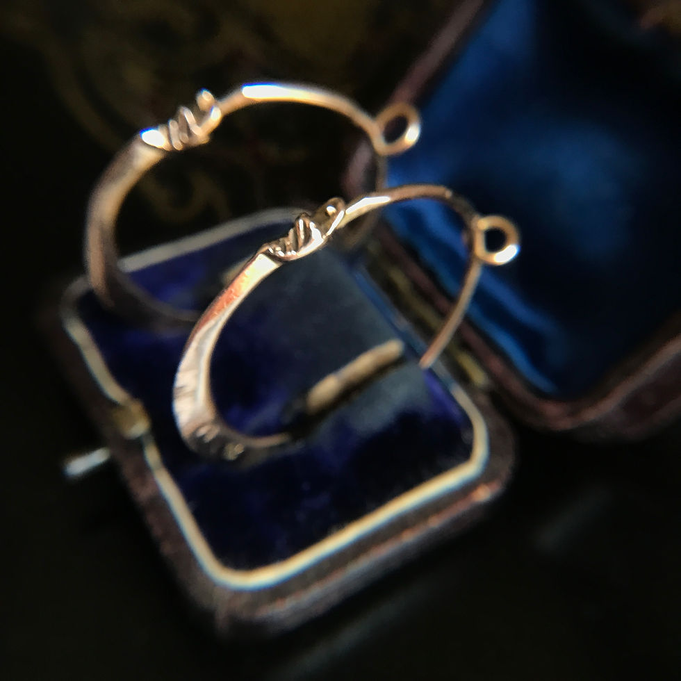 Thumbnail: Gold Sicilian Snake Hoop Earrings Circa 1820