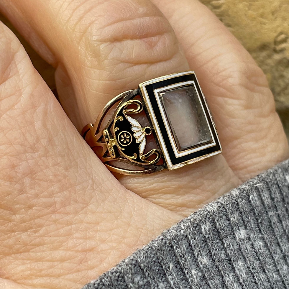 Thumbnail: Antique Mourning Ring With Urn Shoulders