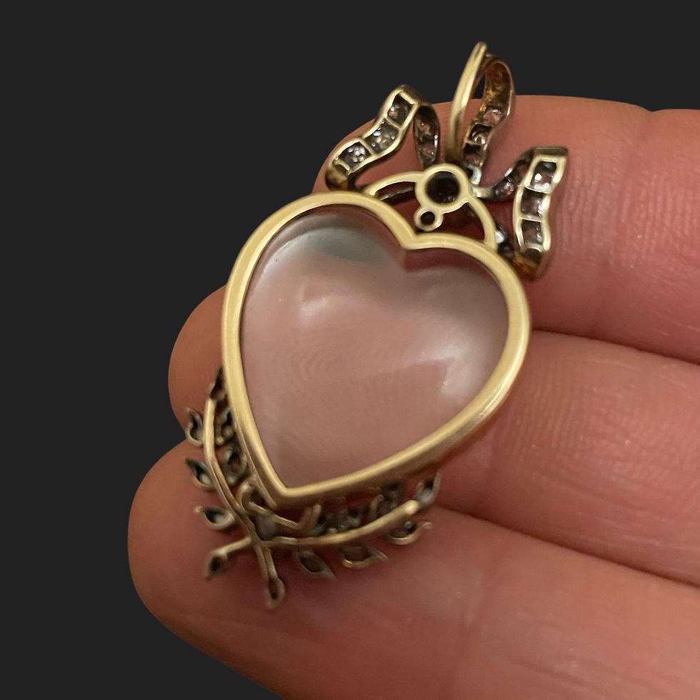 Thumbnail: Victorian Rock Crystal And Diamond Bow Topped Heart
