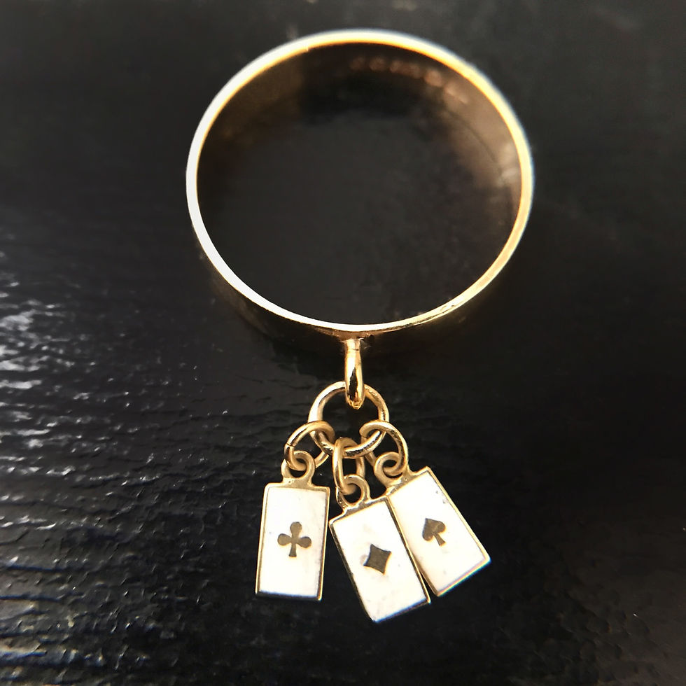 Thumbnail: Vintage 9 Carat Card Charm Ring 