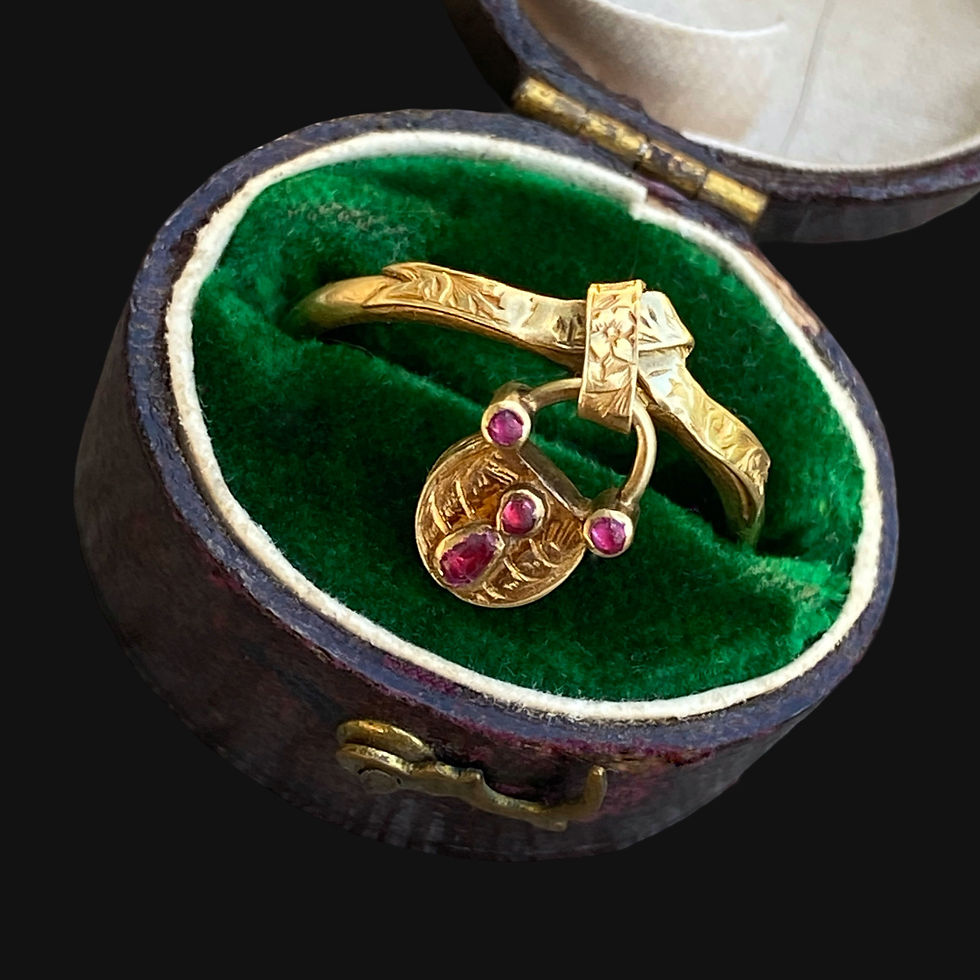 Thumbnail: Victorian Ruby Padlock Charm Ring 