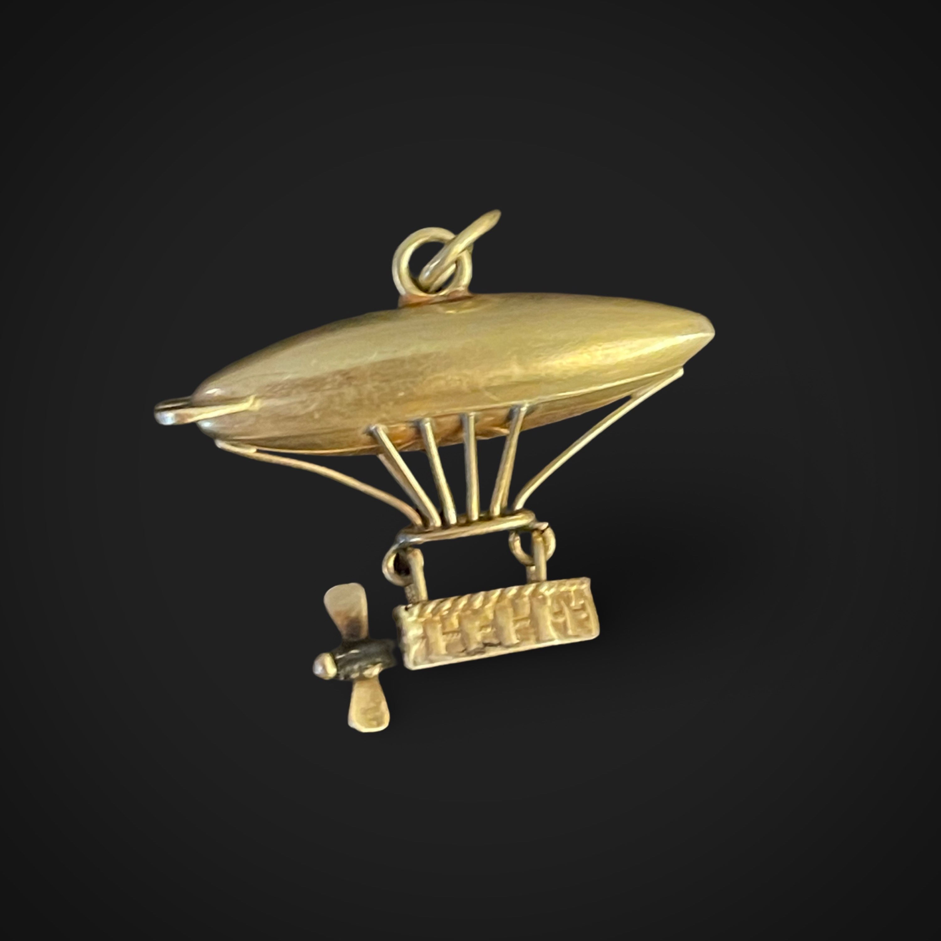 Rare Antique 18 Carat Gold Zeppelin Charm 