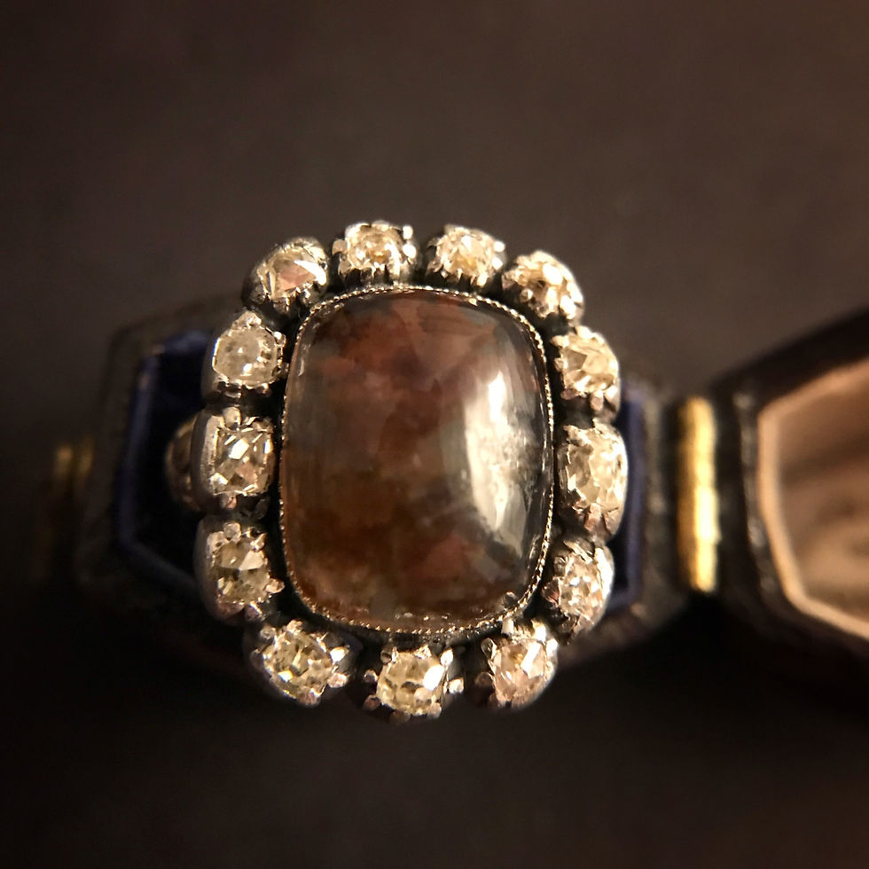 Thumbnail: Georgian Diamond And Moss Agate Ring