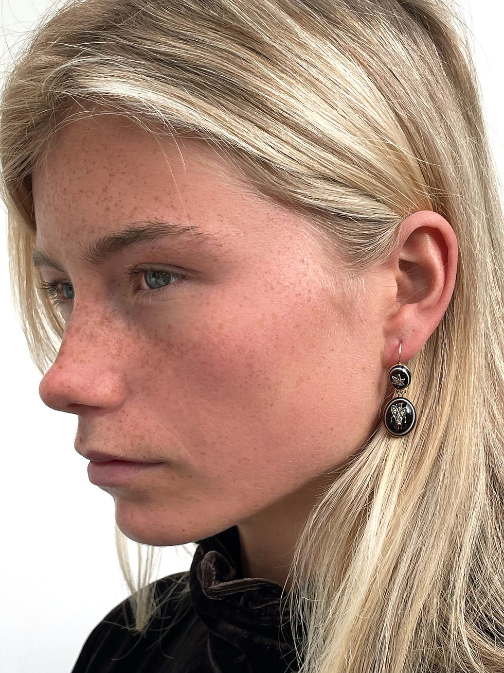 Thumbnail: Banded Agate Fly Earrings 
