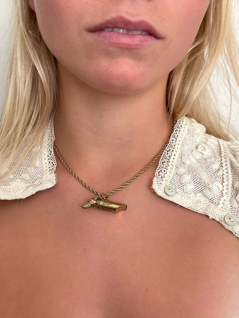 Thumbnail: Antique Victorian 15 Carat Gold Dog Whistle