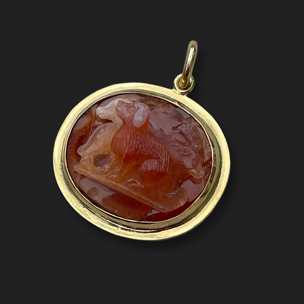 Thumbnail: Antique Hound Cameo Pendant