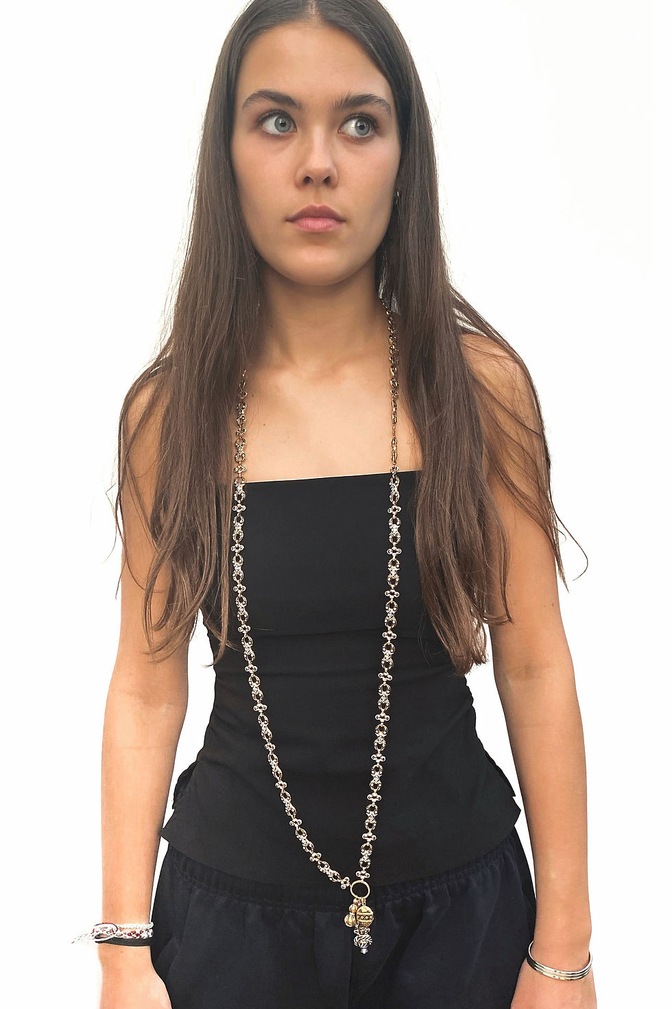 Thumbnail: Rare Swiss Enamel Long Guard Chain With Charms