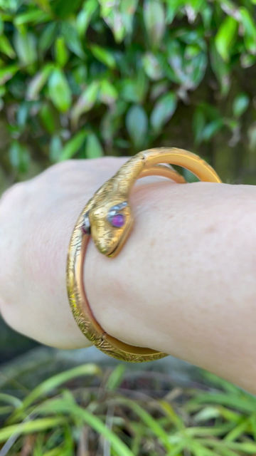 Thumbnail: Wonderful Victorian Snake Bracelet With Secret Compartment