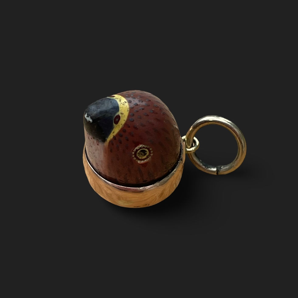 Thumbnail: Georgian Bilston Hawks Head Enamel Pendant