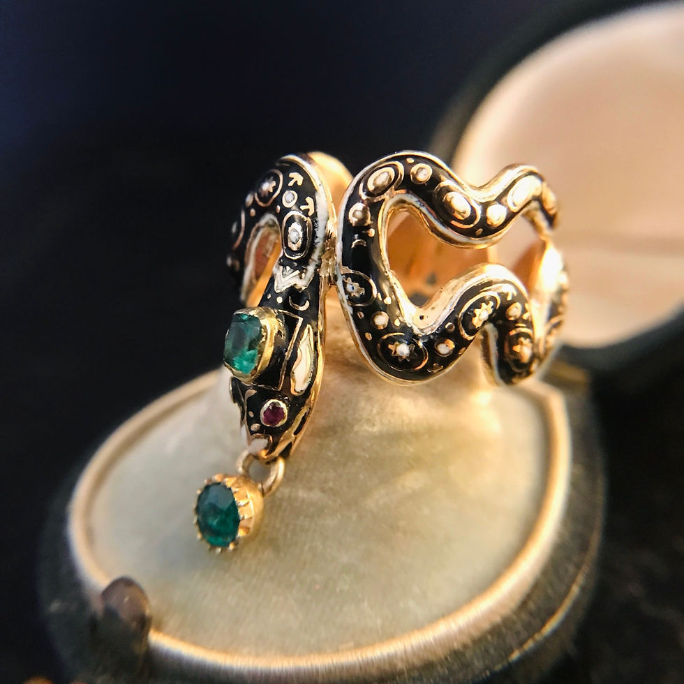 Thumbnail: 1 of 3 Rare 19th Century Enamel Snake Ring 