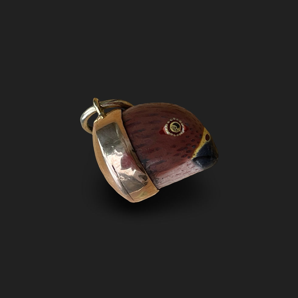 Thumbnail: Georgian Bilston Hawks Head Enamel Pendant