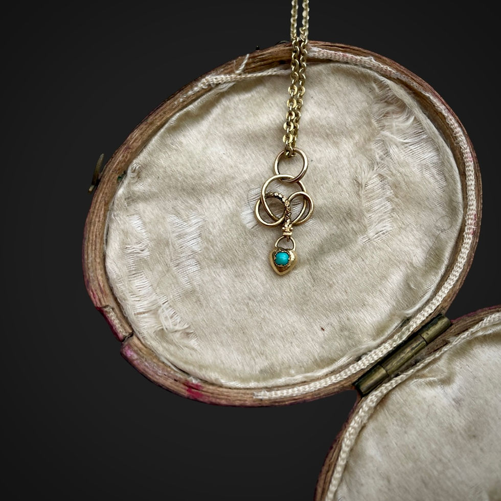 Thumbnail: Tiny Victorian Snake Pendant With Heart Padlock Charm