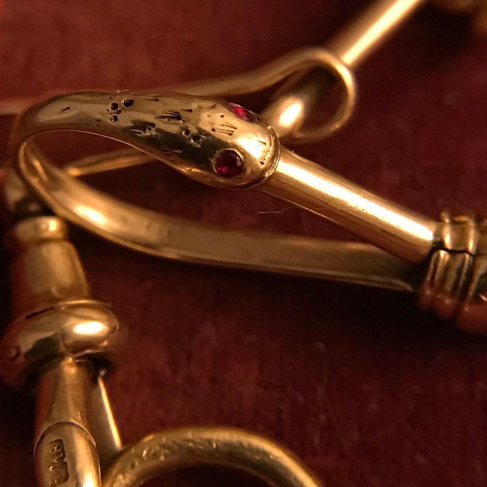 Thumbnail: Rare Victorian 18 Carat Gold Snake Swivel Clip