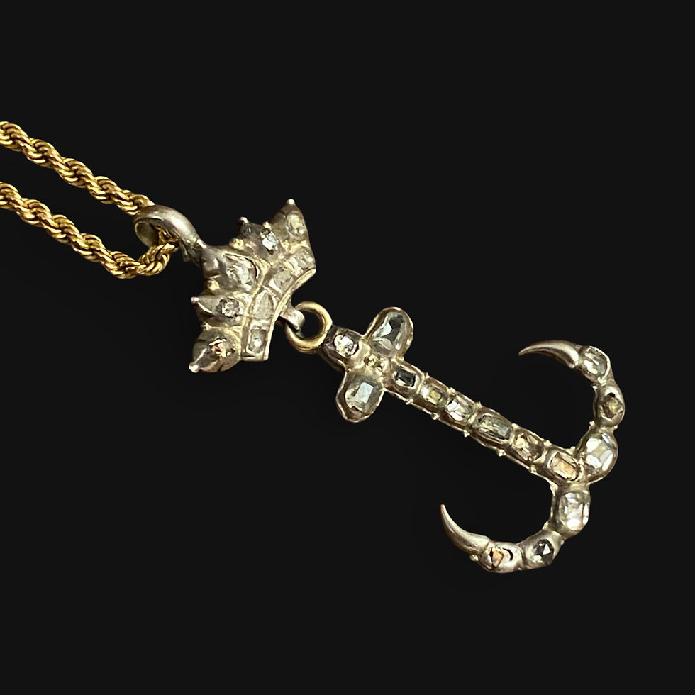 Thumbnail: 18th Century Crown And Anchor Table Cut Diamond Pendant 