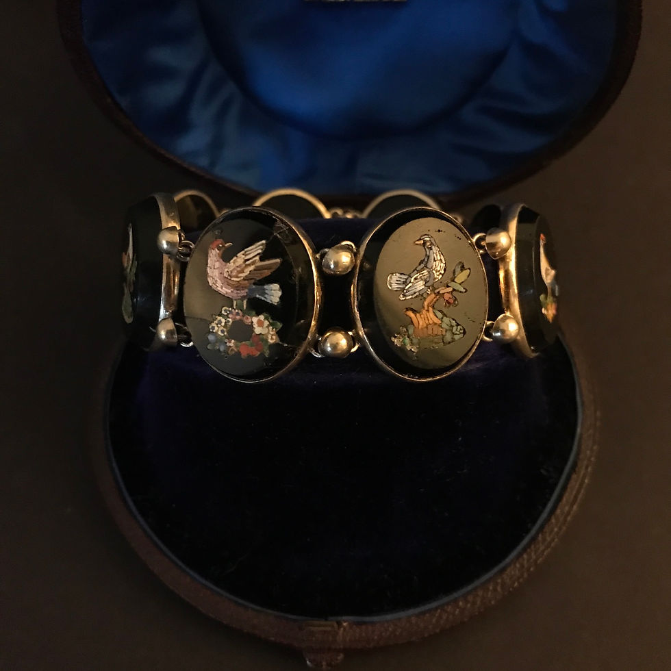 Thumbnail: Victorian Micro Mosaic Bird Bracelet 