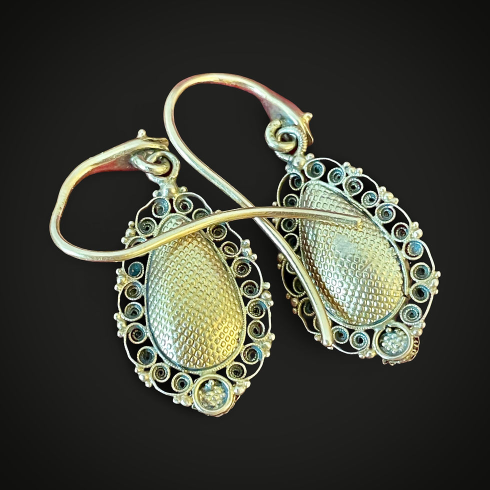Thumbnail: Antique Amethyst And Turquoise Snake Earrings