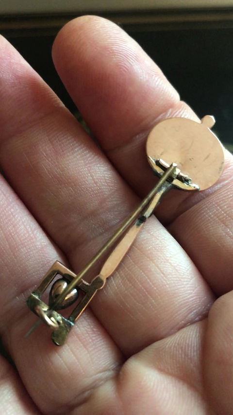 Thumbnail: Rare Fidelitie Key To My Heart Ruby And Pearl Brooch