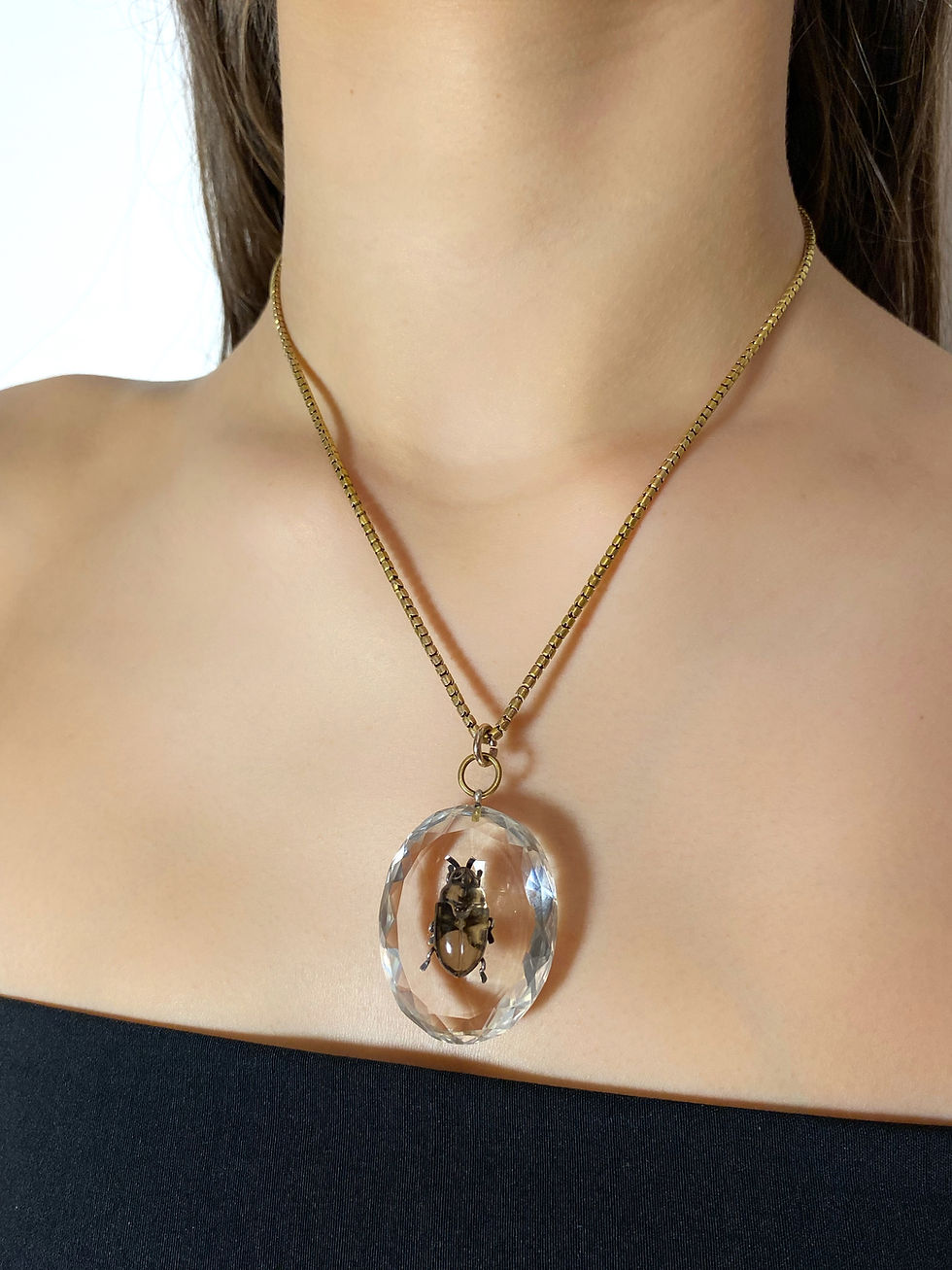 Thumbnail: Victorian Crystal Bug Pendant And Earrings