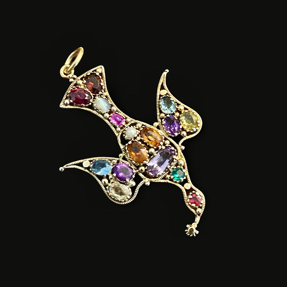 Thumbnail: Antique Multi Gem Set St. Esprit Dove Brooch/ Pendant