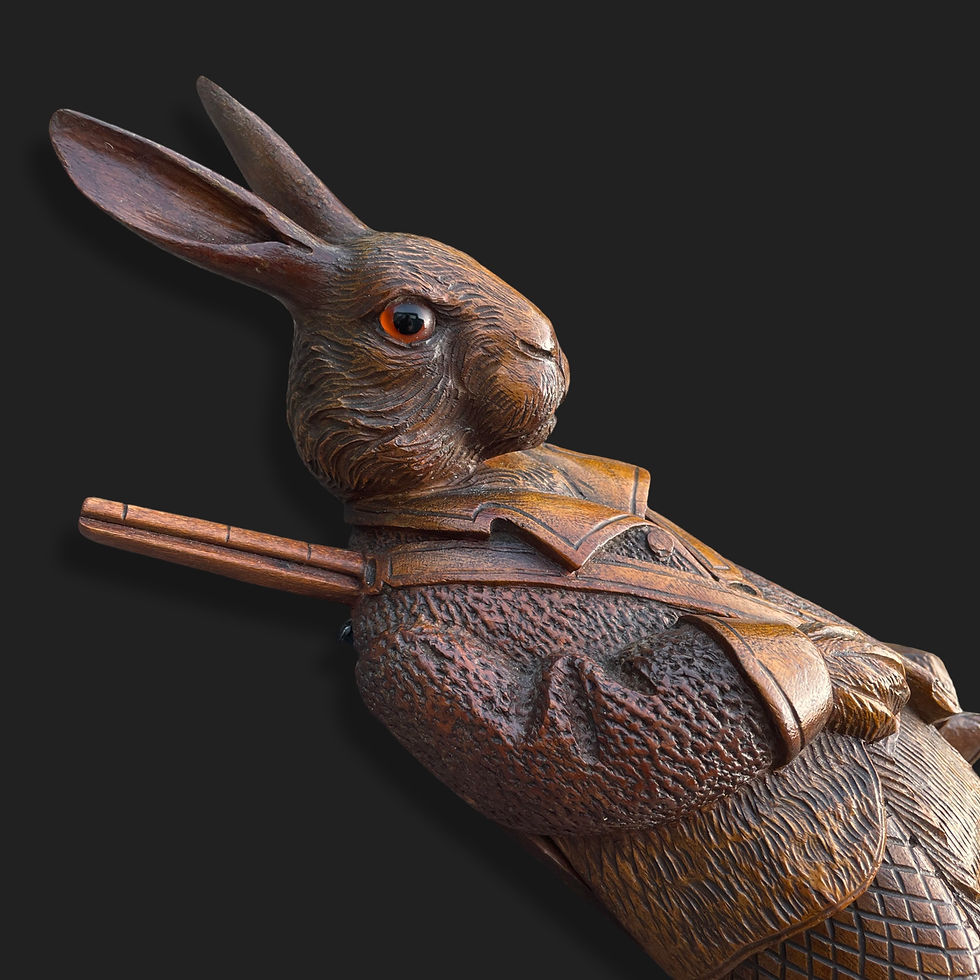Thumbnail: Rare Antique Musical Black Forest Hare Whip Hook