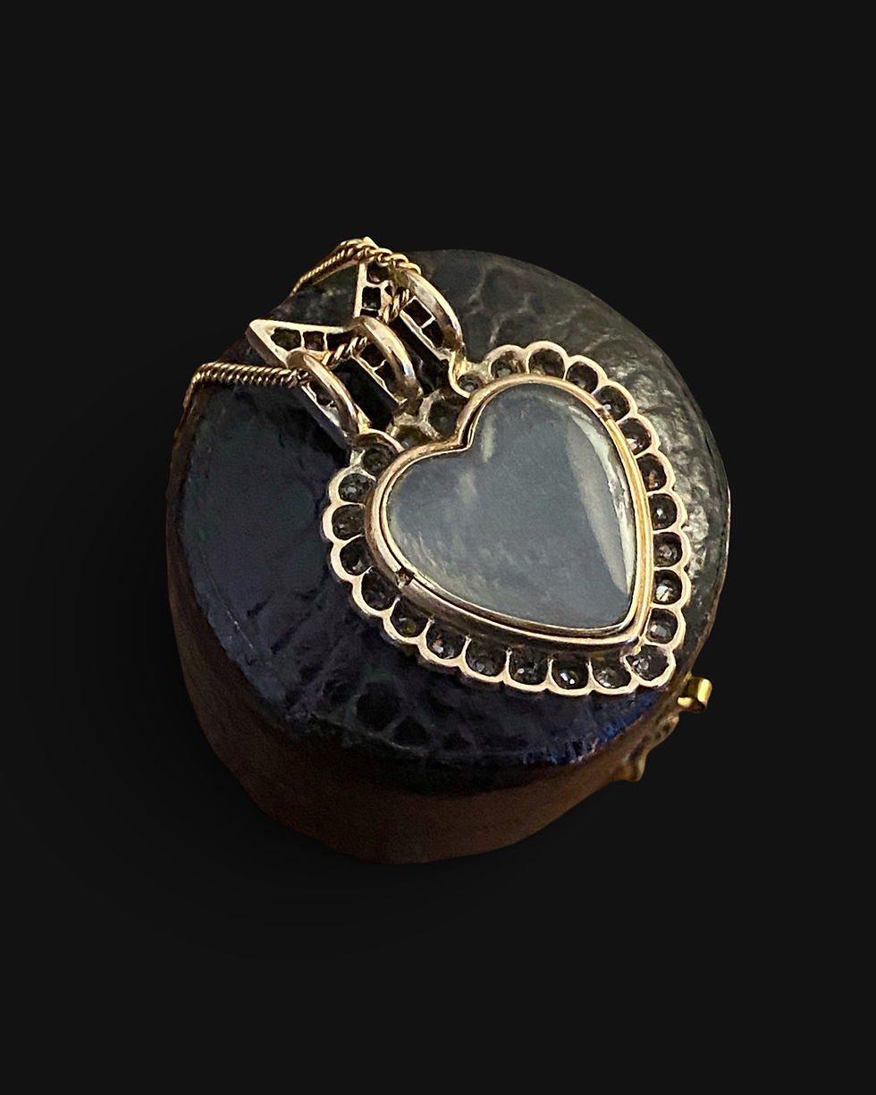 Thumbnail: Victorian Diamond Heart Locket Crowned With An 'M'