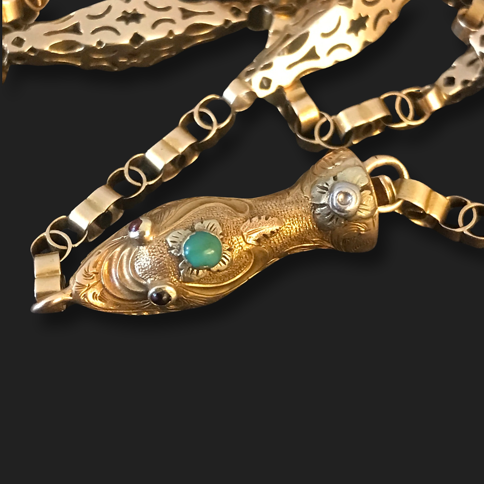 Thumbnail: Rare Snake Clasp 15 Carat Gold Guard Chain